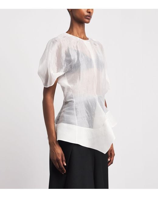 Khaite White Silk Asymmetric Rumi Blouse