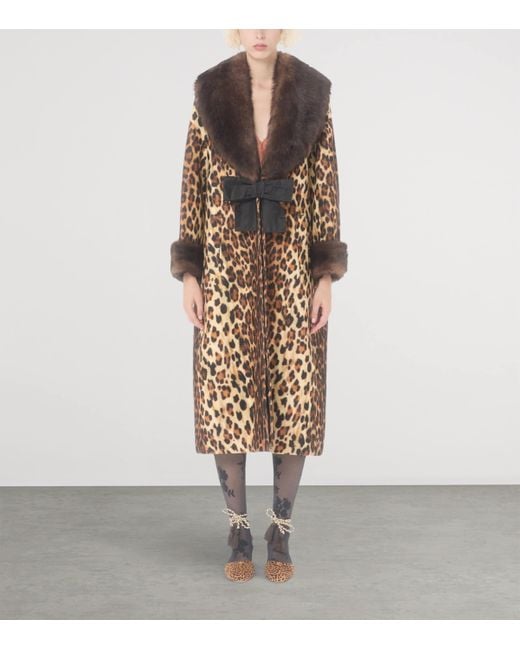 Valentino Brown Wool Leopard Print Coat