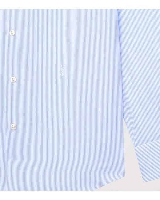 Saint Laurent White Stripe Cassandre Shirt for men