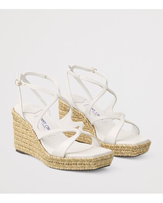 Jimmy Choo Metallic Ayla 85 Leather Wedge Sandals