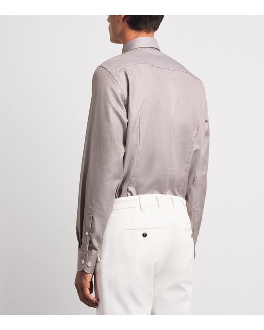 Eton of Sweden Brown Cotton Patterned Contemporary Fit Shirt for men