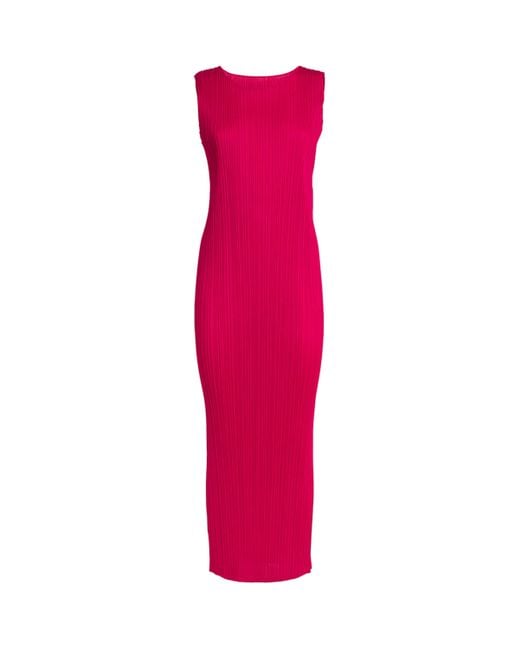 Pleats Please Issey Miyake Pink New Colorful Basics Maxi Dress