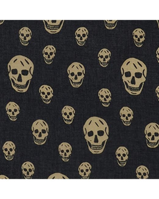 McQueen Black Modal-Silk Skull Scarf for men
