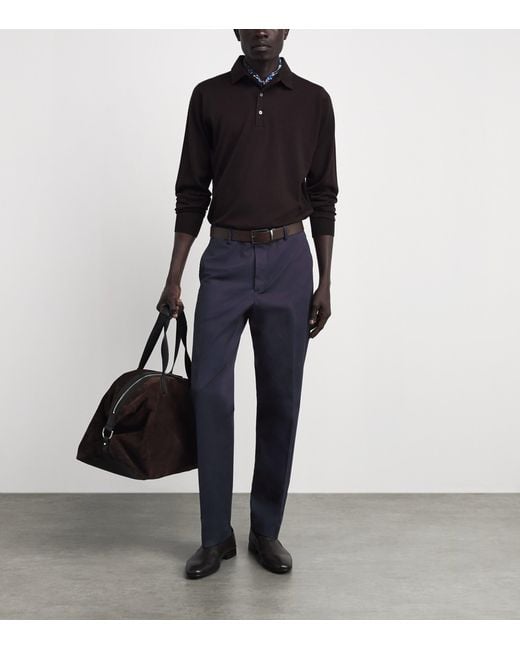 Ralph Lauren Blue Wool Gabardine Straight Trousers for men