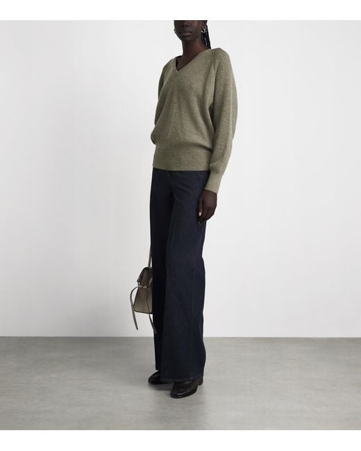 Agnona Green Cashmere V-Neck Sweater