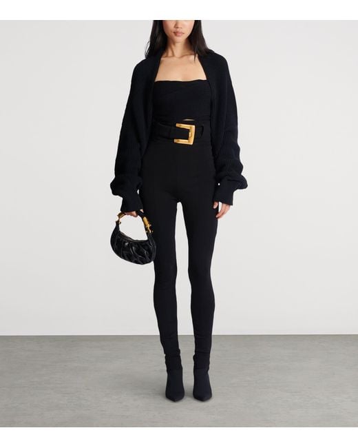 Balmain Black Stretch Belted Slim Trousers