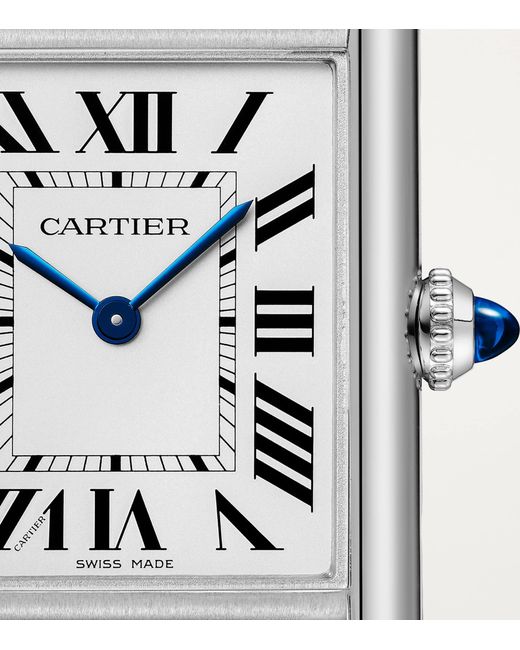 Cartier White Large Stainless Steel Tank Must Watch