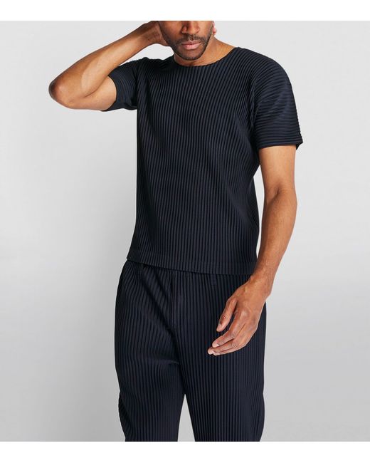 Homme Plissé Issey Miyake Black Pleated T-Shirt for men