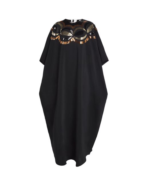 Emilio Pucci Black Crepe Sequin-Embellished Maxi Kaftan Dress