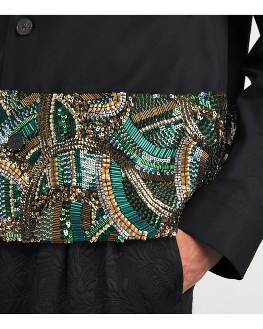 Dries Van Noten Black Cotton-Wool Sequin Jacket for men