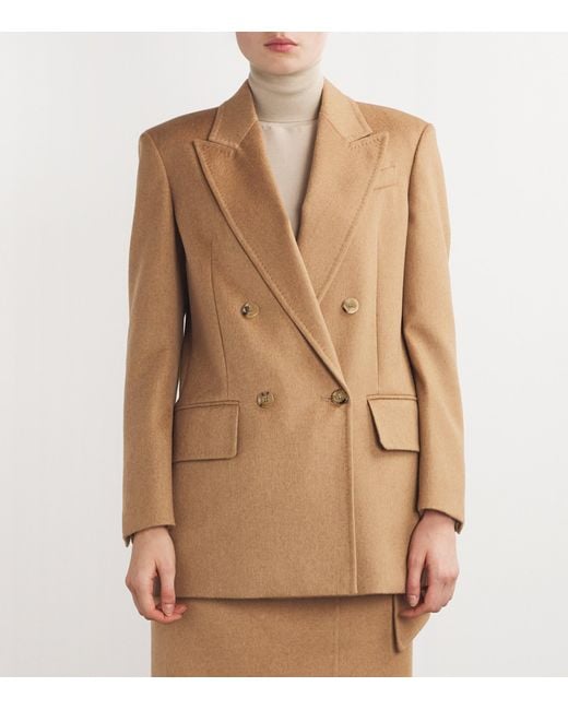 Max Mara Natural Camel Hair Double-Breasted Blazer