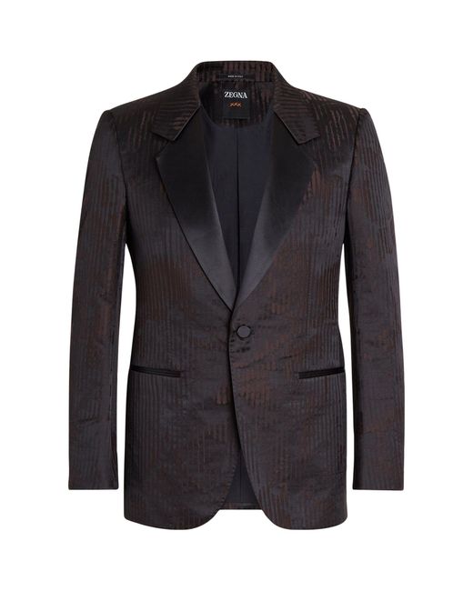 Zegna Black Wool-silk Jacquard Tuxedo Jacket for men