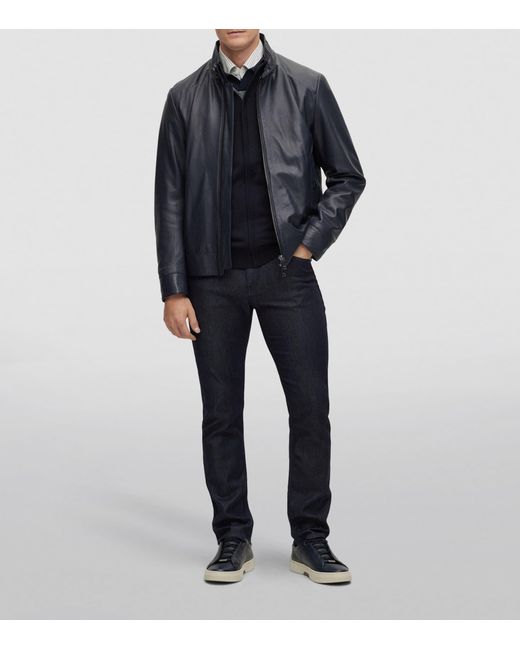 Boss Blue Wool-Cashmere-Silk Cardigan for men