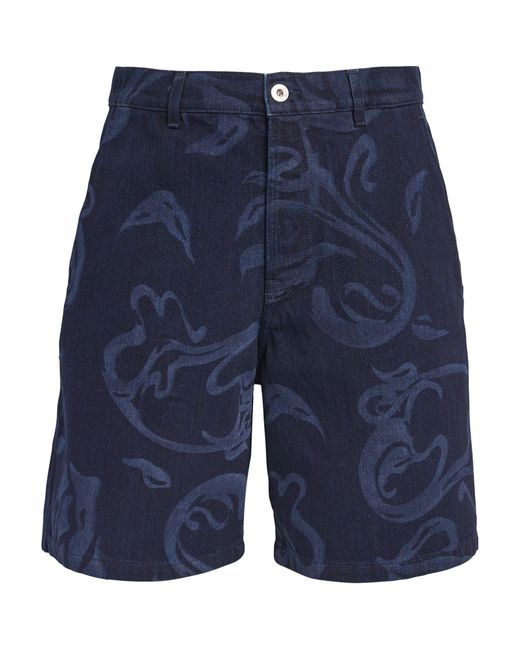 Lanvin Blue Japanese Denim Floral Shorts for men