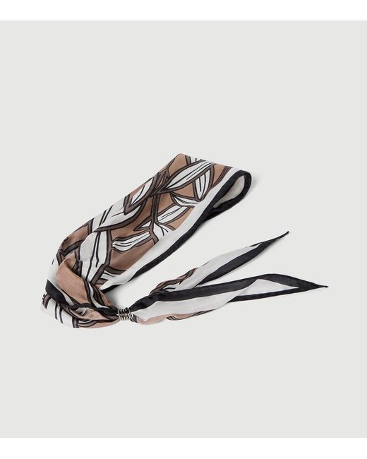 Brunello Cucinelli Metallic Silk Leaf-Print Scarf