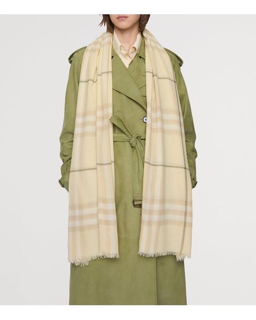 Burberry Natural Wool Wide Check Scarf