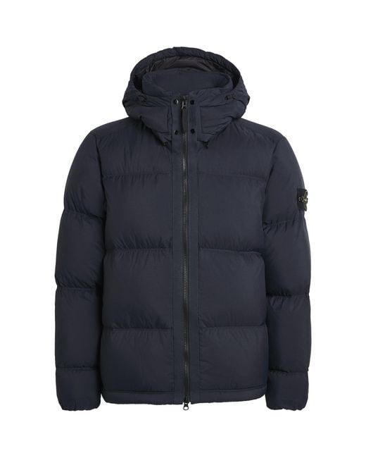 Stone Island Blue Ripstop Down-Padded Coat for men