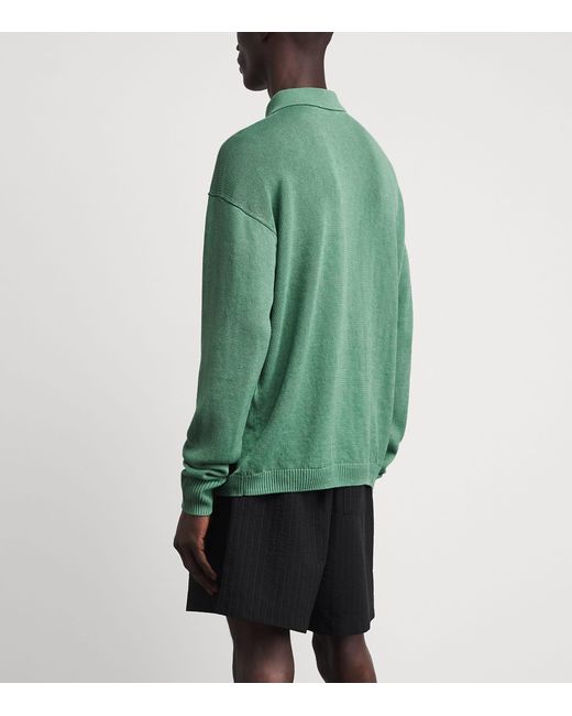 Studio Nicholson Green Heddy Zip-Up Polo Sweater for men