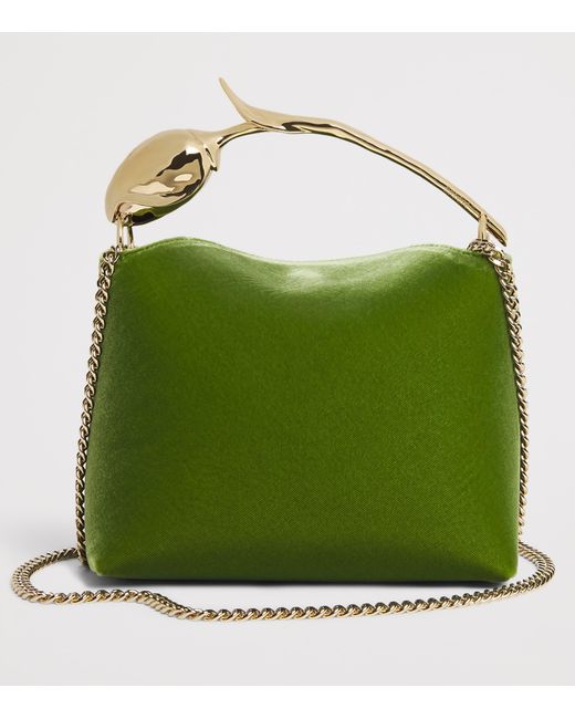Erdem Green Mini Velvet Bloom Top-Handle Bag