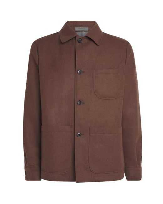 Corneliani Brown Wool-Silk Overshirt for men