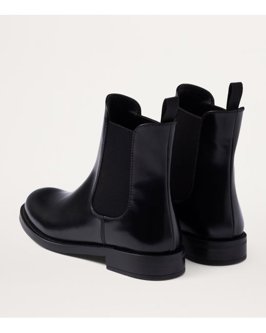 Prada Black Brushed Leather Ankle Boots