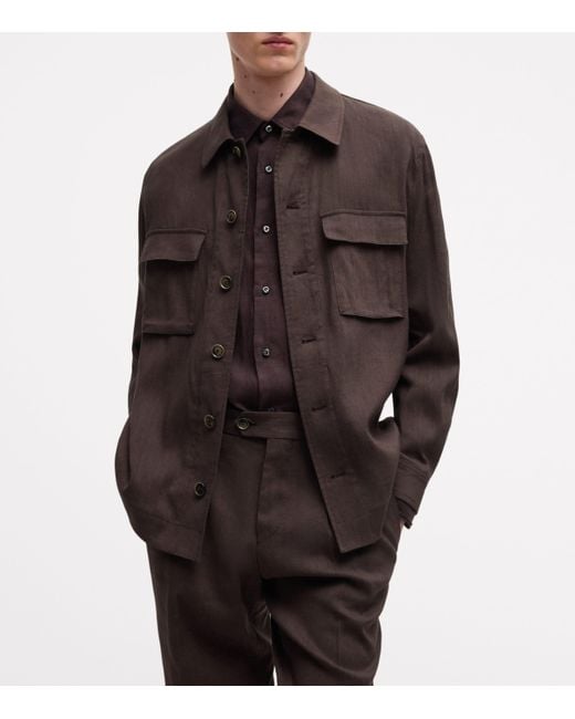 Boss Black Linen-Virgin Wool Overshirt for men