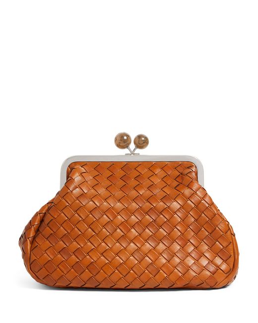 Weekend by Maxmara Brown Medium Leather Woven Pasticcino Clutch Bag