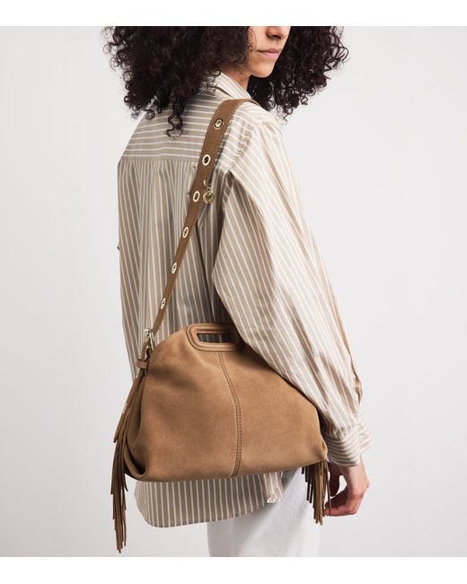 Maje Brown Leather Miss M Shoulder Bag