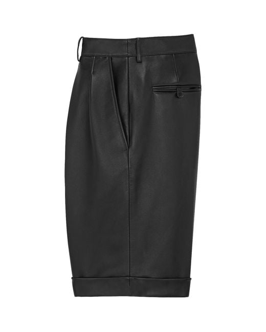 Saint Laurent Black Leather Tailored Shorts