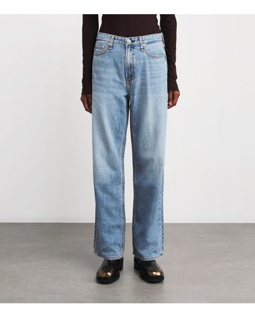 Rag & Bone Blue Logan Mid-Rise Wide-Leg Jeans