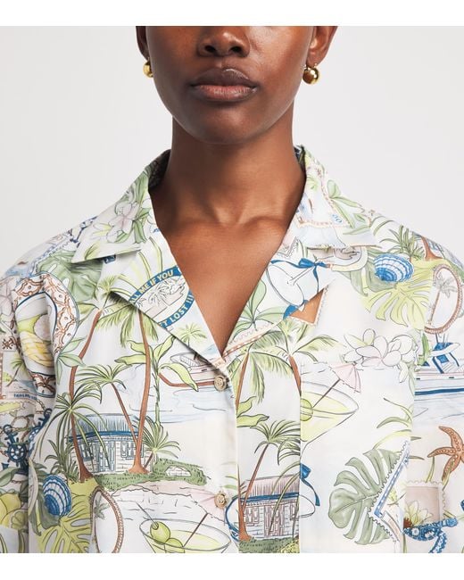 Maje Metallic Cotton Postcard Print Shirt