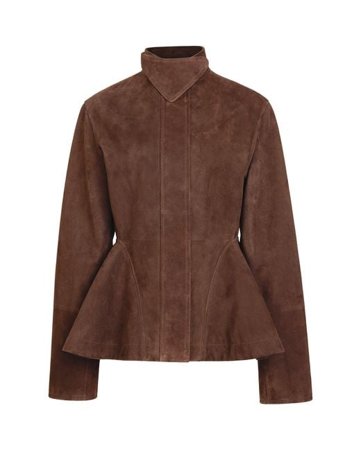 Alaïa Brown Suede Peplum Jacket