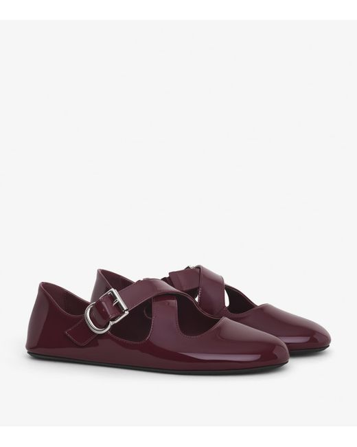 Alaïa Red Criss Cross Patent-Leather Ballet Flats