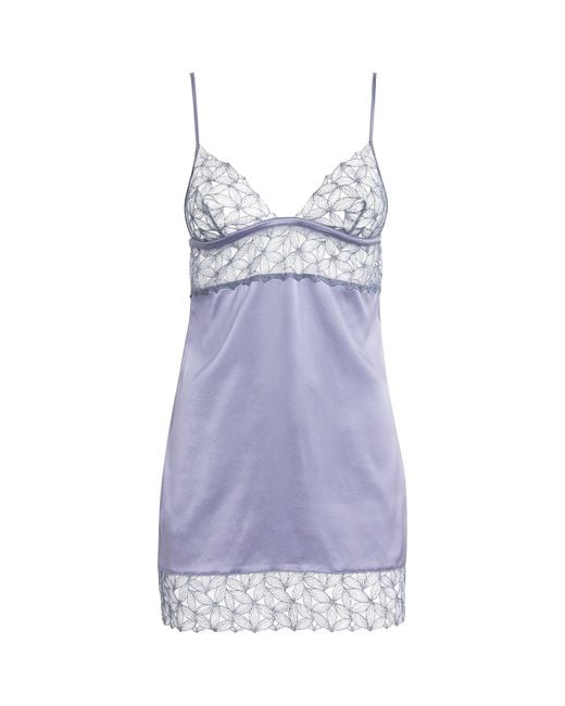 Coco De Mer Purple Lace-Trim Esme Slip Dress