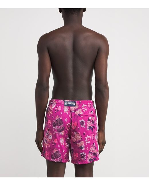Vilebrequin Pink Embroidered Mistral Swim Shorts for men