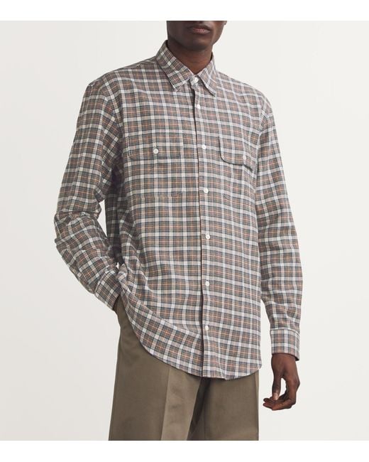 James Purdey & Sons Gray Cotton Check Shirt for men