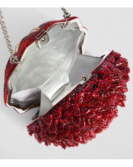 Judith Leiber Red Crystal-embellished Peony Clutch Bag