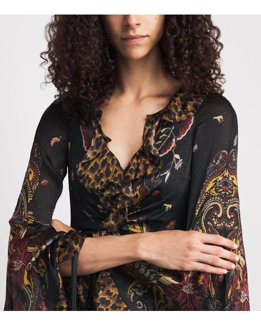 Etro Brown Silk Paisley Maxi Dress