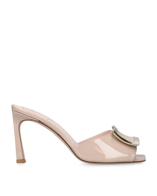 Roger Vivier Natural Patent Leather Trompette Heeled Mules 85