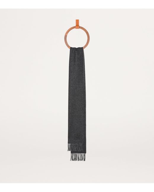 Loewe Gray Wool-Cashmere Anagram Scarf