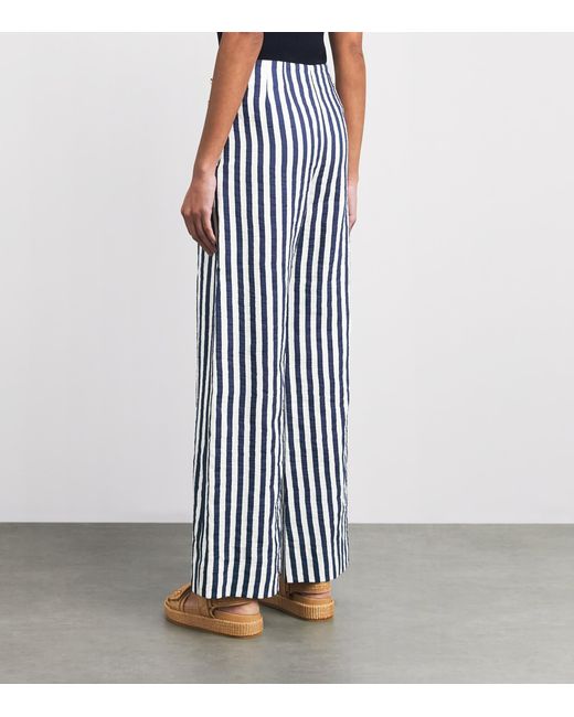 Maje Blue Stripe Wide-Leg Trousers