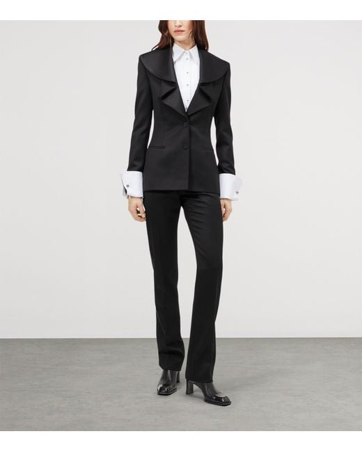 McQueen Black Wool Waterfall-Collar Blazer