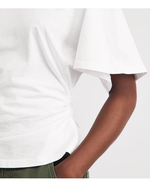 Citizens of Humanity White Cotton Ruched Fabien T-Shirt