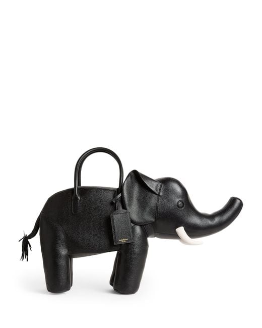 Thom Browne Black Leather Elephant Top-Handle Bag