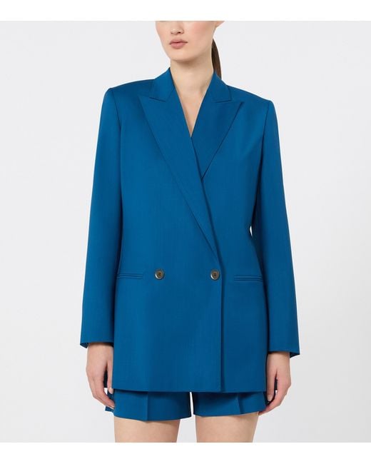 Max Mara Blue Virgin Wool Blazer