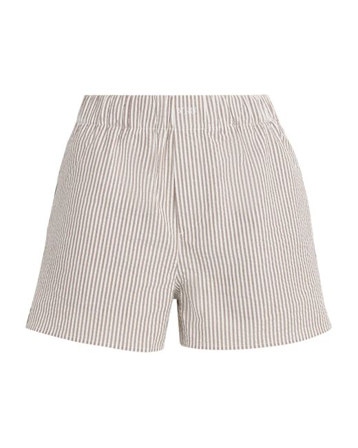 With Nothing Underneath Gray Cotton Striped Seersucker Boxer Shorts