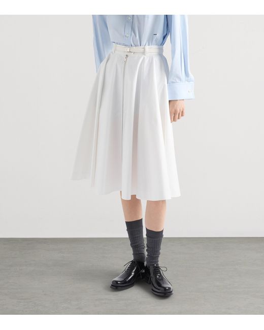 Prada White Chino Zip-Up Midi Skirt