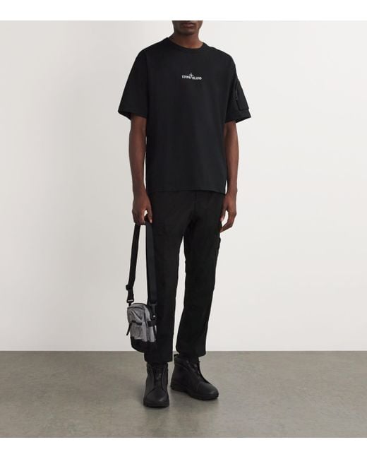 Stone Island Black Cotton Zipped-Pocket T-Shirt for men