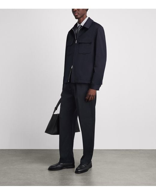 Lardini Blue Wool-Blend Easy Wear Trousers for men