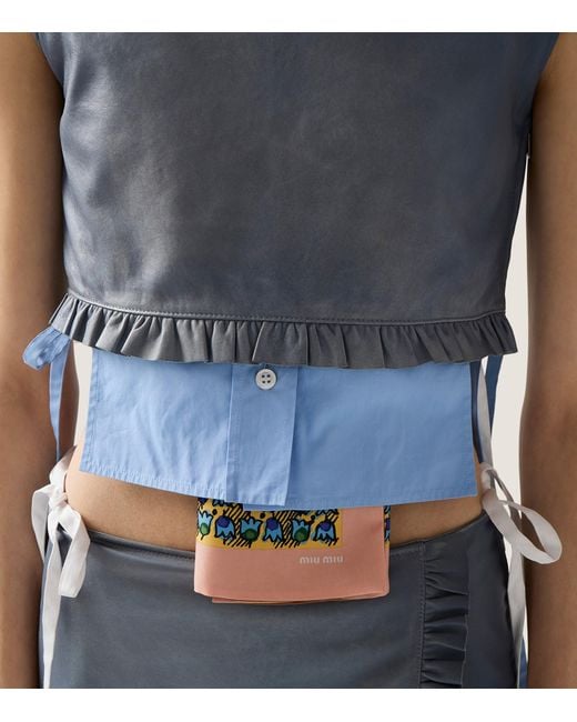 Miu Miu Blue Nappa Leather Cropped Top